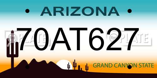 70AT627 Arizona License Plate