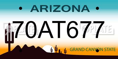 70AT677 Arizona License Plate