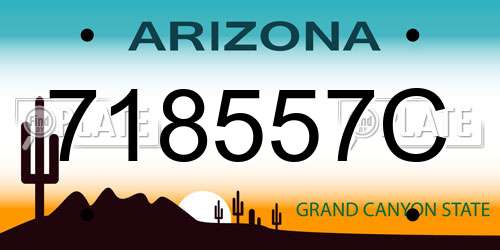 718557C Arizona License Plate