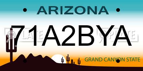 71A2BYA Arizona License Plate