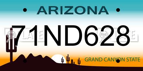 71ND628 Arizona License Plate