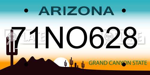 71NO628 Arizona License Plate