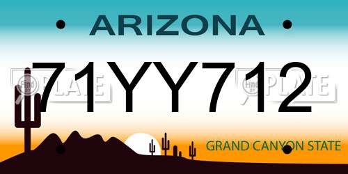 71YY712 Arizona License Plate