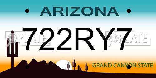 722RY7 Arizona License Plate