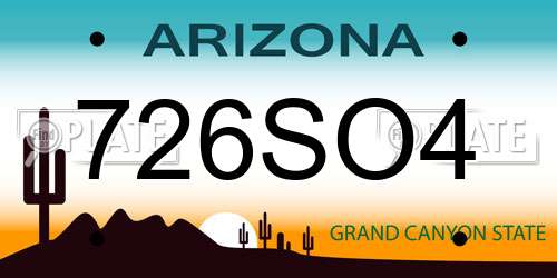 726SO4 Arizona License Plate