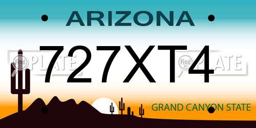 727XT4 Arizona License Plate