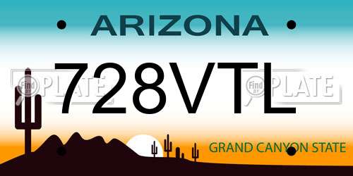728VTL Arizona License Plate