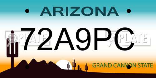 72A9PC Arizona License Plate