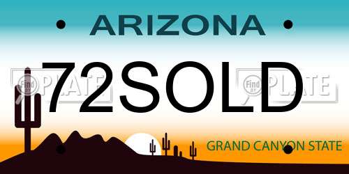 72SOLD Arizona License Plate