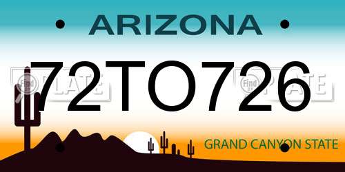 72TO726 Arizona License Plate