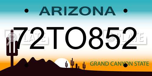 72TO852 Arizona License Plate