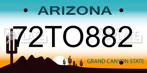 72TO882 Arizona License Plate
