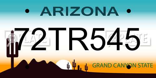 72TR545 Arizona License Plate