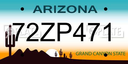 72ZP471 Arizona License Plate