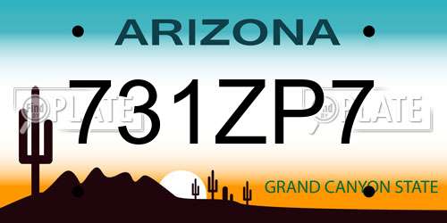 731ZP7 Arizona License Plate