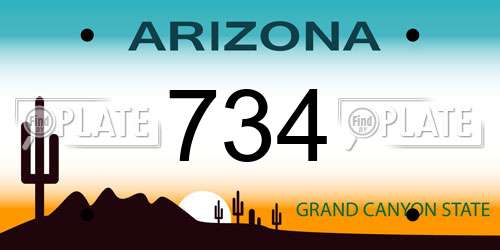734 Arizona License Plate