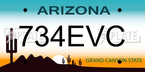 734EVC Arizona License Plate