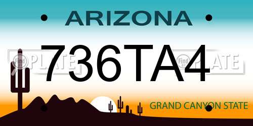 736TA4 Arizona License Plate