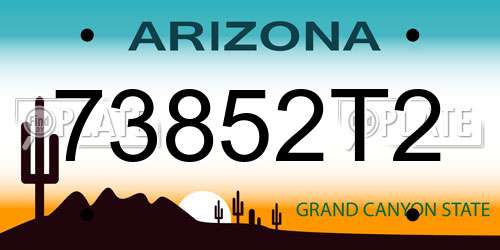 73852T2 Arizona License Plate