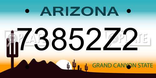 73852Z2 Arizona License Plate