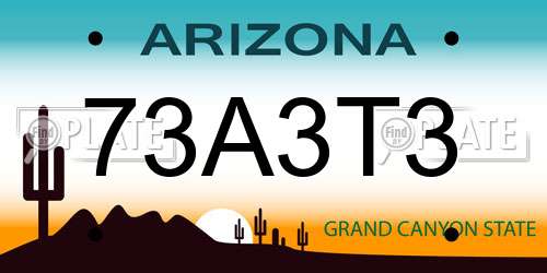 73A3T3 Arizona License Plate