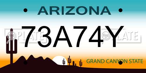 73A74Y Arizona License Plate