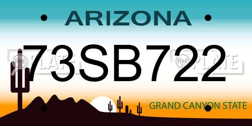 73SB722 Arizona License Plate