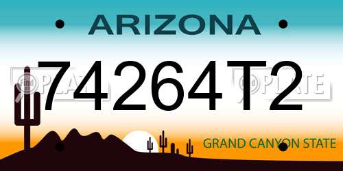 74264T2 Arizona License Plate