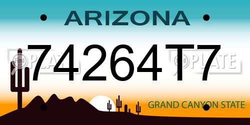74264T7 Arizona License Plate