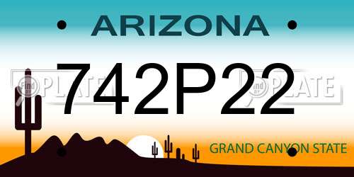 742P22 Arizona License Plate