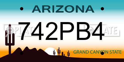 742PB4 Arizona License Plate