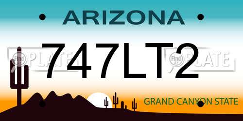 747LT2 Arizona License Plate