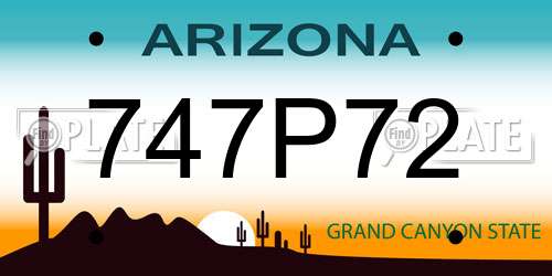 747P72 Arizona License Plate