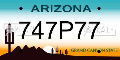 747P77 Arizona License Plate