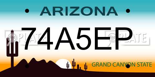 74A5EP Arizona License Plate