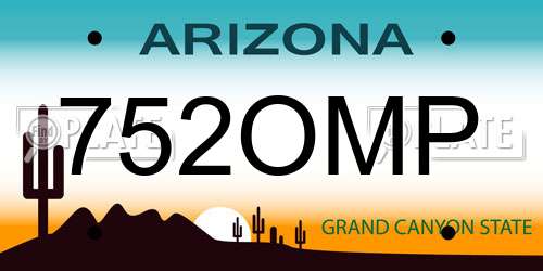752OMP Arizona License Plate