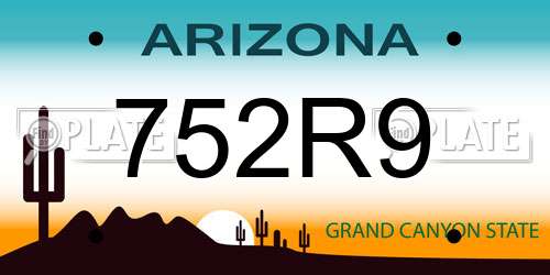 752R9 Arizona License Plate