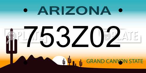 753Z02 Arizona License Plate