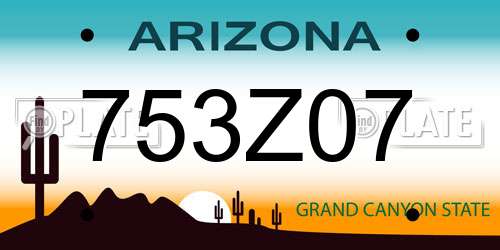 753Z07 Arizona License Plate