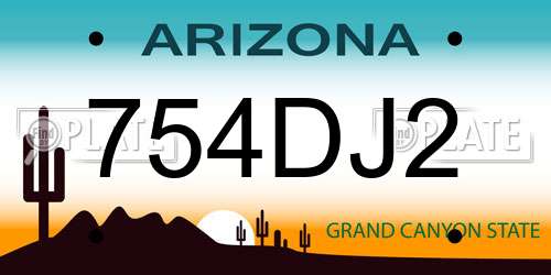 754DJ2 Arizona License Plate