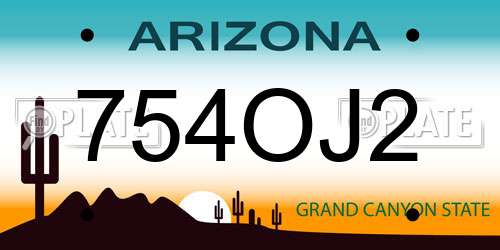 754OJ2 Arizona License Plate