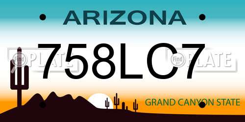 758LC7 Arizona License Plate