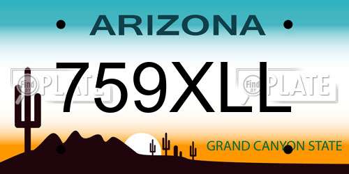 759XLL Arizona License Plate