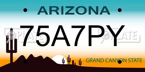 75A7PY Arizona License Plate