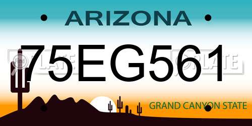 75EG561 Arizona License Plate