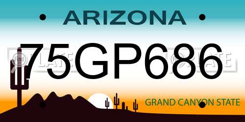 75GP686 Arizona License Plate