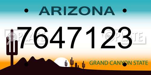 7647123 Arizona License Plate