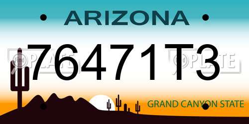 76471T3 Arizona License Plate