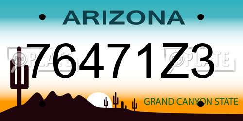 76471Z3 Arizona License Plate