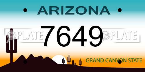 7649 Arizona License Plate